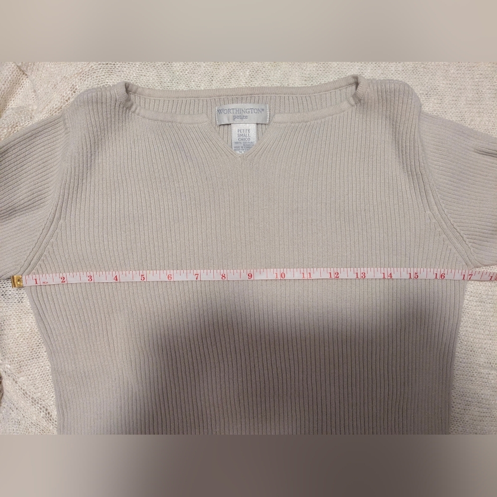 Worthington 3/4 sleeved cream color sweater in Petite Small. - Picture 7 of 8